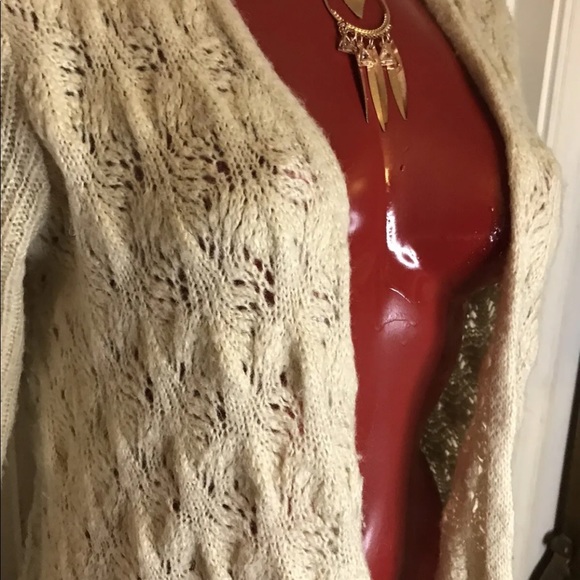 Asymmetrical CROCHET Knit Top Blouse Sweater Tunic OATMEAL by Sonoma  SZ MEDIUM - Picture 6 of 9